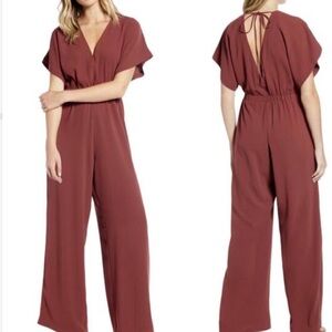 Bishop & Young Dark Dusty Rose Texture Crepe Cameron Jumpsuit Size L